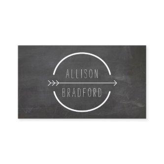 Hip and Rustic Arrow Logo on Black Chalkboard