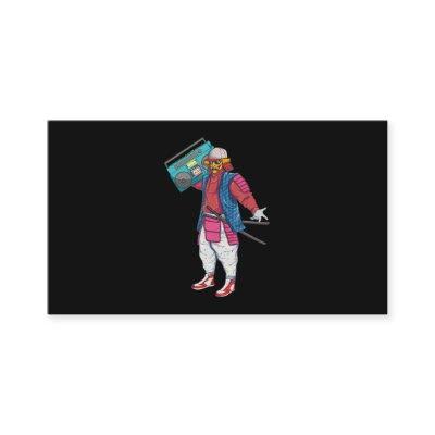 Hip Hop Samurai with Boombox Stereo Retro 80s