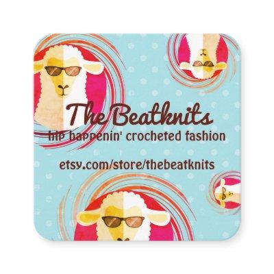 Hippie beatnik sheep knitting crochet logo square