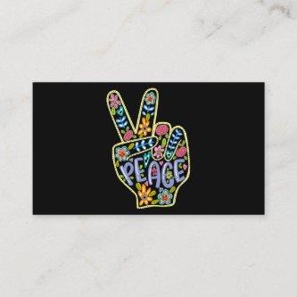Hippie Colorful Floral Peace Fingers Cute Wildflow