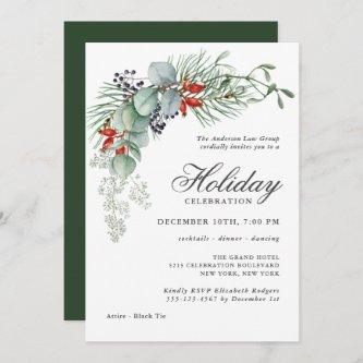 Holiday Botanical Greenery Corporate Party Invitation