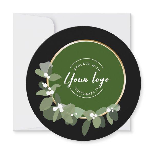 Holiday Corporate Modern Wreath Green Custom Logo