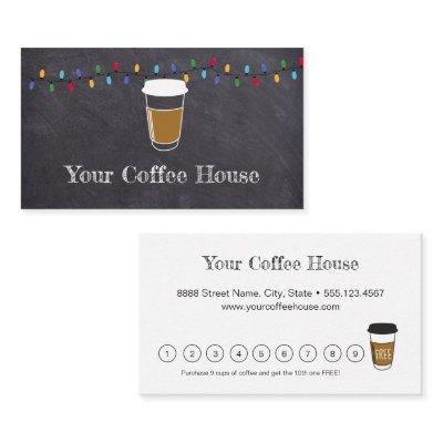 Holiday lights Free reward Coffee loyalty card