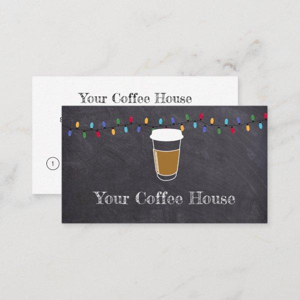 Holiday lights Free reward Coffee loyalty card