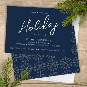 Holiday Modern Simple Navy Blue Calligraphy Script Invitation