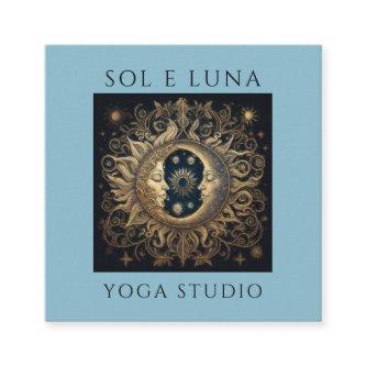 Holistic Celestial Gold Black Sun Moon Blue Square