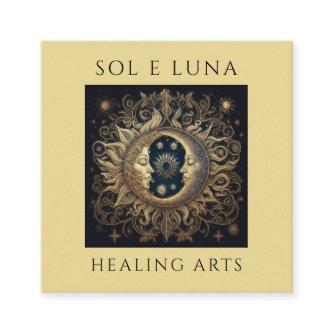 Holistic Celestial Gold Black Sun Moon Square