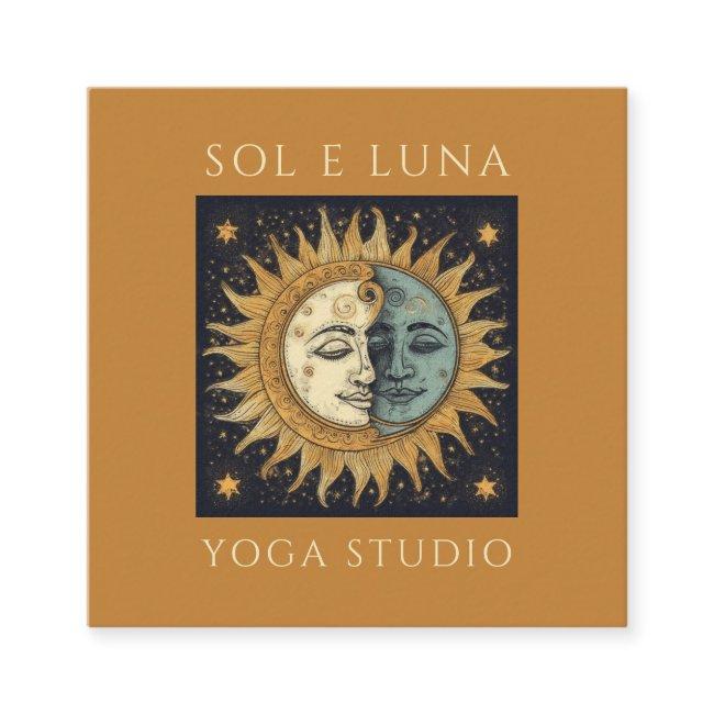 Holistic Celestial Gold Blue Sun Moon Gold Square