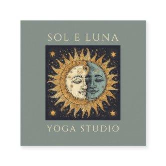 Holistic Celestial Gold Dark Blue Black Sun Moon Square