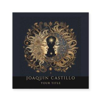 Holistic Celestial Gold Sun Moon Black Square