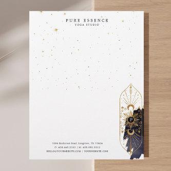 Holistic Celestial Sun & Moon Dark Ink Monogram Letterhead