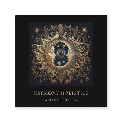 Holistic Celestial Sun Moon Gold Black Square