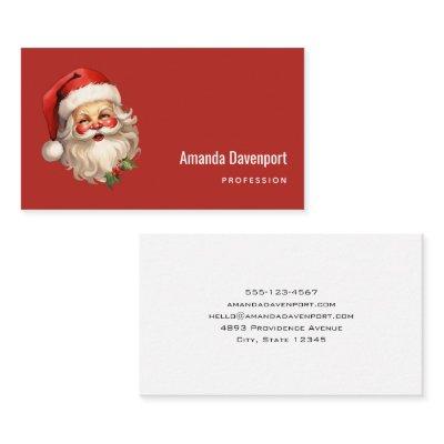 Holly Jolly Santa Claus Retro Style Christmas