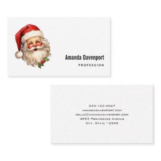 Holly Jolly Santa Claus Retro Style Christmas