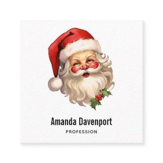 Holly Jolly Santa Claus Retro Style Christmas Square
