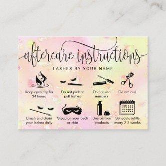 Holograph aftercare card eyelash extensions icons