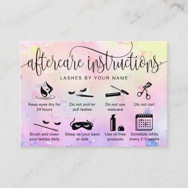 Holograph aftercare card eyelash extensions icons