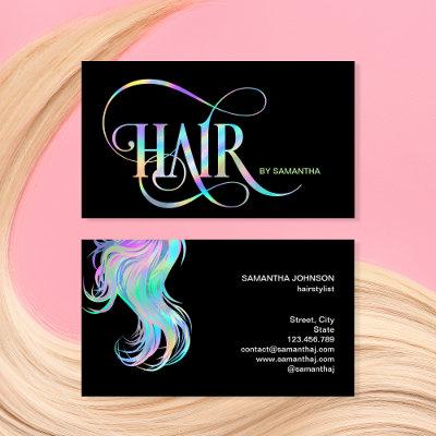 Holograph Hair stylist typography hair extension