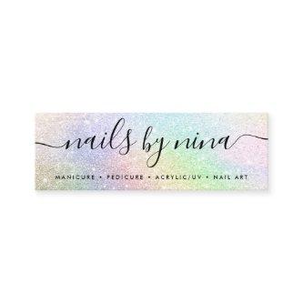 Holograph rainbow glitter elegant script signature mini