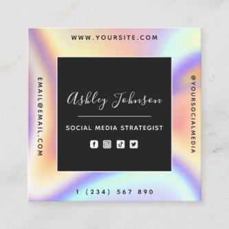 Holographic Aesthetic Social Media QR Code Trendy Square