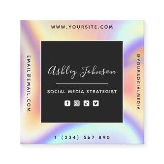 Holographic Aesthetic Social Media QR Code Trendy Square