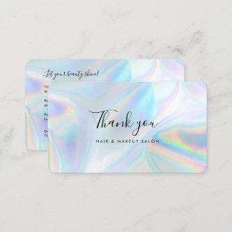 Holographic Beauty Salon QR Code Thank You Card
