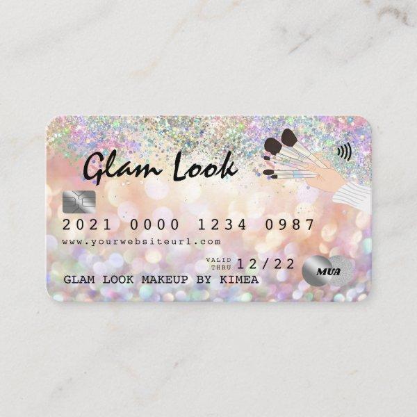 Holographic Bokeh Makeup Artist MUA Credit Card