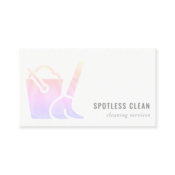 Holographic Bucket Broom Cleaner Cleaning Service