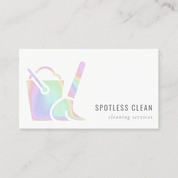 Holographic Bucket Broom Cleaner Cleaning Service