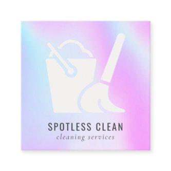 Holographic Bucket Broom Cleaner Cleaning Service Square