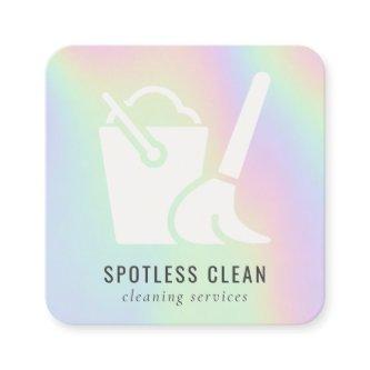 Holographic Bucket Broom Cleaner Cleaning Service Square