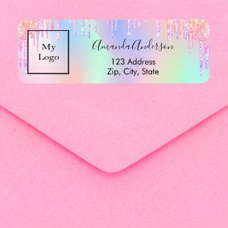 Holographic drips business return address label