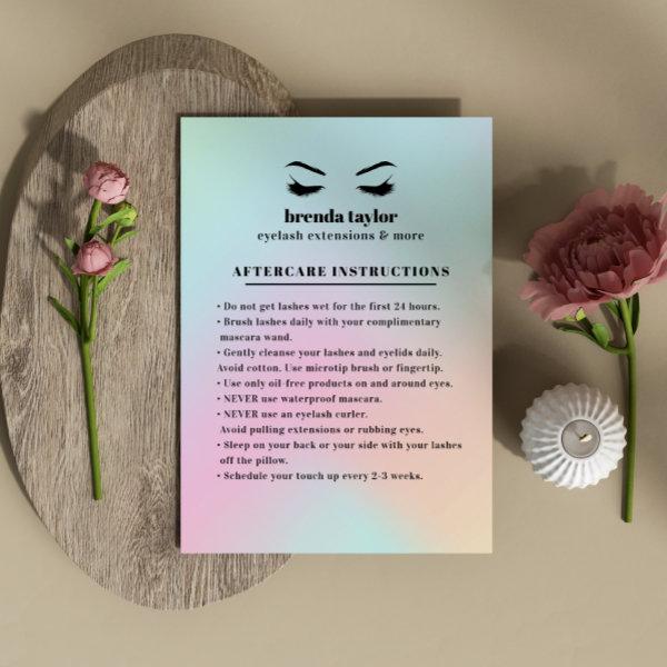 Holographic Eyelash Browbar Aftercare Instructions