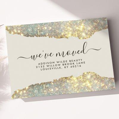Holographic Glam Glitter Salon Moving Announcement