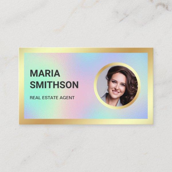 Holographic Glass Gold Photo Real Estate Agent