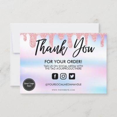 Holographic Glitter Drip Thank you Media Insert