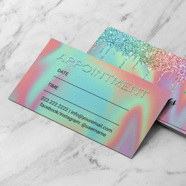 Holographic Glitter Drips Beauty Salon Appointment