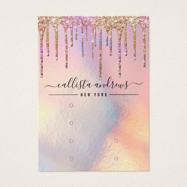 Holographic Glitter Drips Earring Display Card