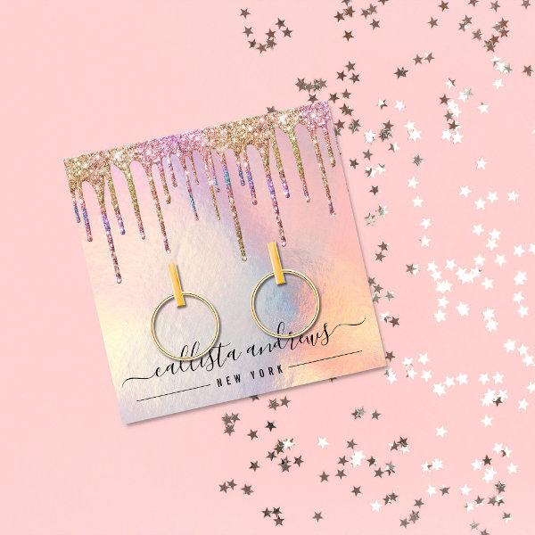 Holographic Glitter Drips Earring Display Card