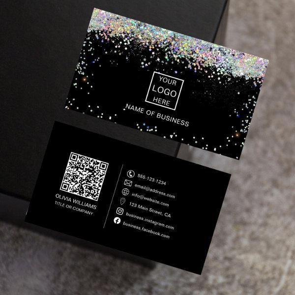 Holographic Glitter QR Code Social Media Icon