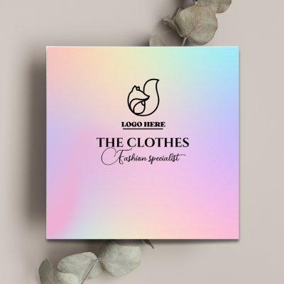 Holographic Gradient Qr Code Clothing Store Logo  Square