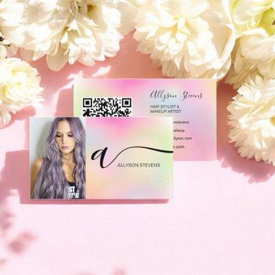 Holographic hair makeup photo initial qr code