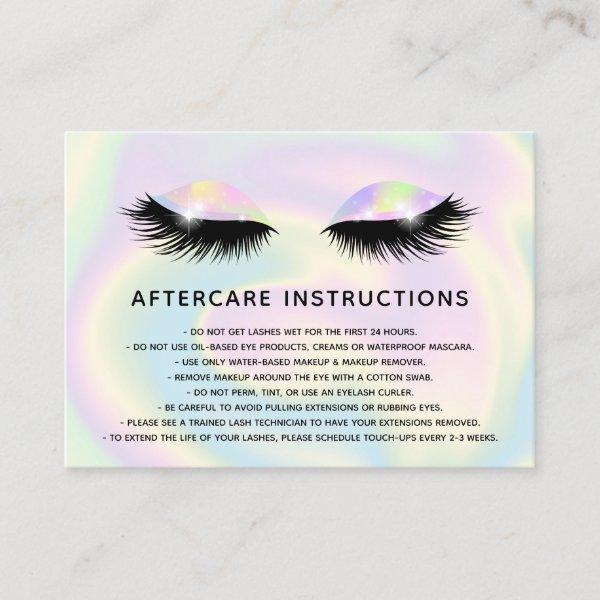 Holographic lashes Beautiful  Eye Aftercare Referral Card