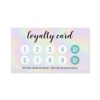 Holographic makeup hair script salon loyalty card