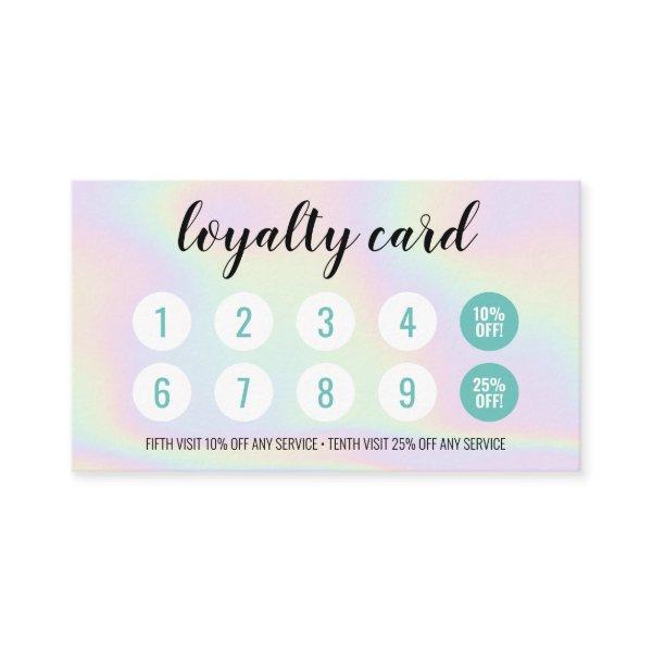 Holographic makeup hair script salon loyalty card