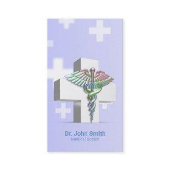 Holographic Medical 3D Caduceus White Cross