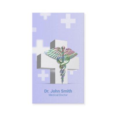 Holographic Medical 3D Caduceus White Cross