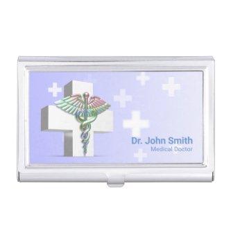 Holographic Medical 3D Caduceus White Cross  Case