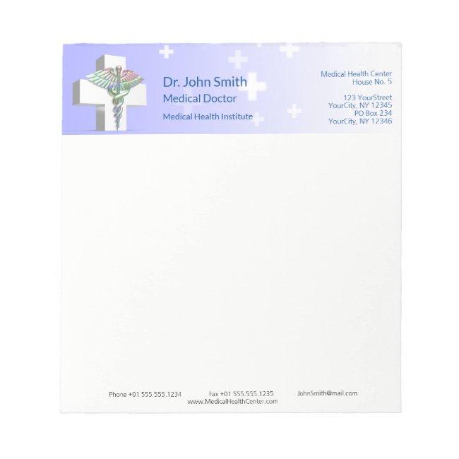 Holographic Medical 3D Caduceus White Cross Notepad