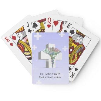 Holographic Medical 3D Caduceus White Cross Poker Cards